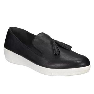 Fitflop Women’s Black Superskate Slip-On Leather Flats. Size 7.5.